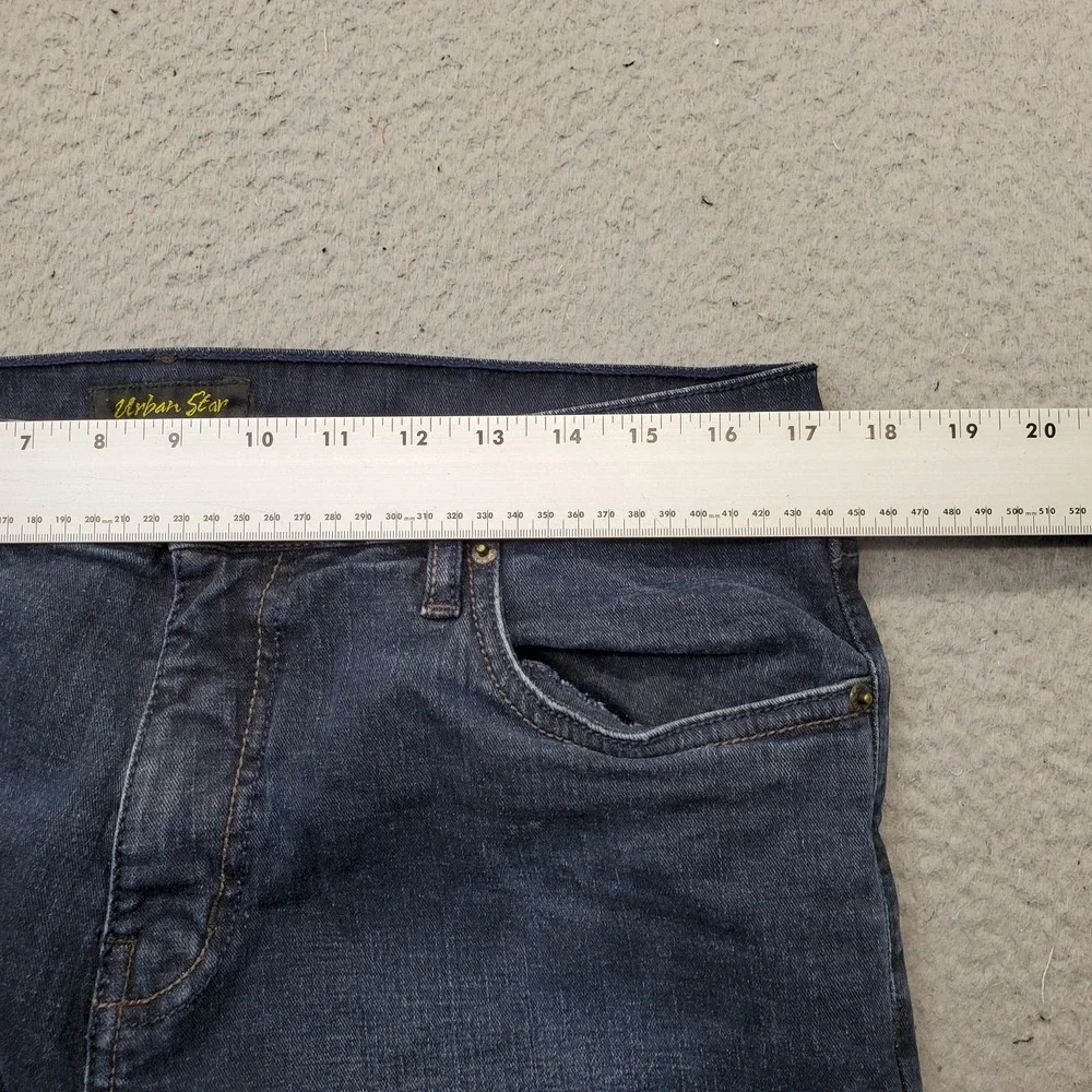 Urban Star Jeans Mens 34x30 Blue Premium Denim Stretch Flat Front Straight Leg